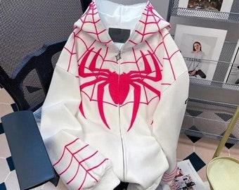 Manteau à capuche Spider Gwen - Sweat à capuche zippé pour femmes pour la mode streetwear
