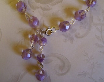 Enchante Purple Beaded Bracelet, Lilac Swirl Beads, Vintage Style Jewelry