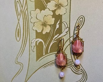 Bouton de Rose Ohrringe, Rosebud Ohrringe, Vintage Style