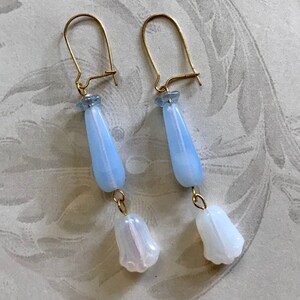 Blue Gossamer Earrings, Elegant Dangle Earrings, Light Blue and White Drop Earrings, Summer Jewelry image 2