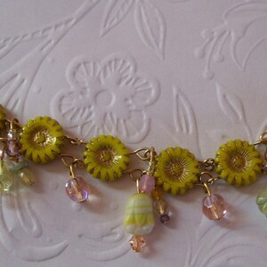 Mistress Emmaline Bracelet, Yellow Flower Charm Bracelet, Tulip Charm Bracelets image 2