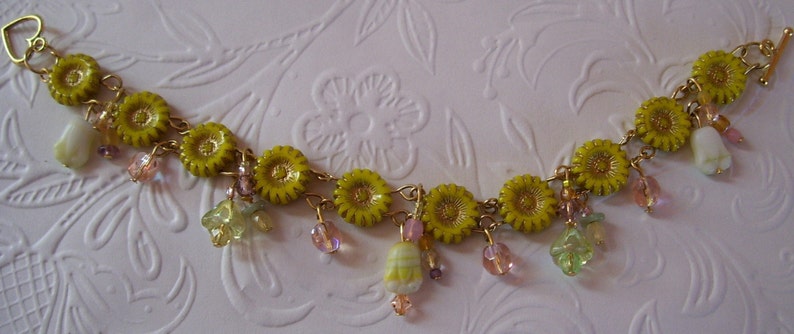 Mistress Emmaline Bracelet, Yellow Flower Charm Bracelet, Tulip Charm Bracelets image 2