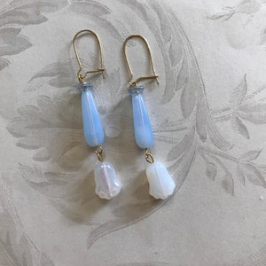 Blue Gossamer Earrings, Elegant Dangle Earrings, Light Blue and White Drop Earrings, Summer Jewelry image 1