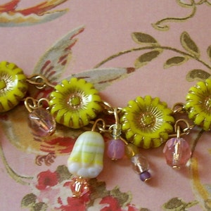 Mistress Emmaline Bracelet, Yellow Flower Charm Bracelet, Tulip Charm Bracelets image 1