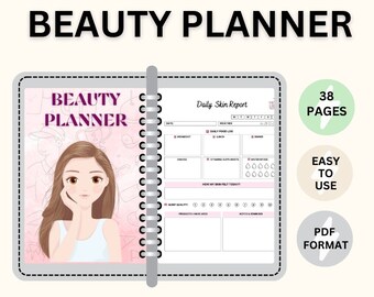 Planificador de belleza / Planificador imprimible / Cuidado de la piel / Lista de productos / Diario de cuidado de la piel