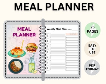 Meal Planner / Diet / Meal Prep / Printable Planner / Grocery List