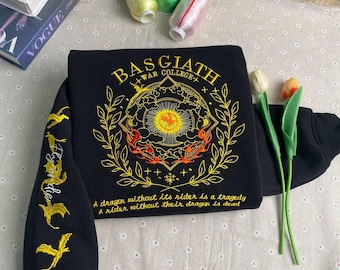 Fourth Wing Embroidered Sweatshirt, Basgiath War College Hoodie, Dragon Rider, Violet Sorrengail, Fantasy Reader, Xaden Riorson Shirt