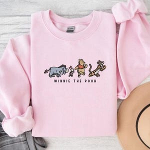 Winnie The Pooh And Friends Embroidered Sweatshirt, Winnie Pooh Embroidery Hoodie, Pooh Bear Shirt, Disneyworld Family Matching Shirt