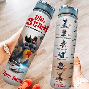 Custom Stitch 32oz Water Bottle, Lilo And Stitch There&#39;s One In Every Family Water Tracker Bottle, Disney Bottle, Stitch Movie Gifts