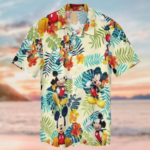 Mickey Disney Hawaiian Shirt, Mickey Aloha Button Shirt, Mickey Mouse Tropical Shirt, Disneyland Summer Shirt, Disneyworld Beach Shirt