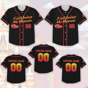 Custom Lightning Mcqueen Baseball Jersey Shirt, Disney Matching Family Baseball Shirt, Cars Baseball Team, Baseball Gifts For Her Him
