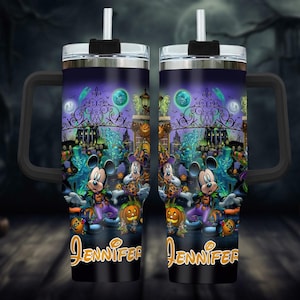 Vaso personalizado de Mickey no tan aterrador de 40 oz, vaso de café Disney de Halloween, vaso de calabaza de Mickey y sus amigos, regalos de temporada espeluznante
