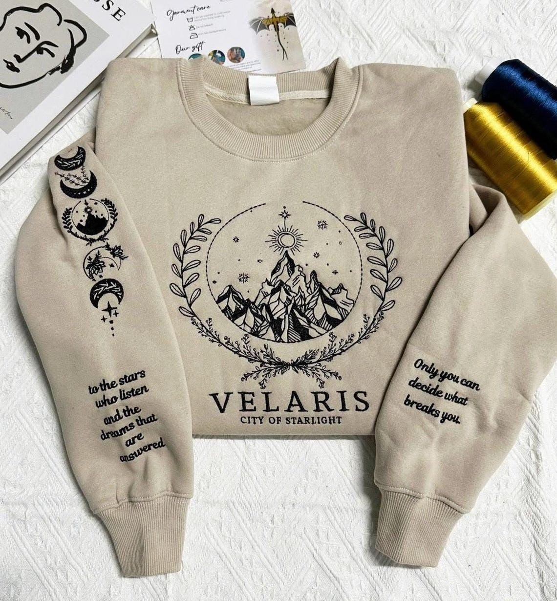 Embroidered Velaris Sweatshirt, ACOTAR Velaris City Of Starlight Embroidered Shirt, The Night Court Shirt, Bookish Embroidered Hoodie