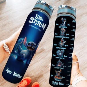 Custom Stitch 32oz Water Bottle, Lilo And Stitch If The Shoe Fits Water Tracker Bottle, Disney Bottle, Stitch Movie Gifts For Her Him