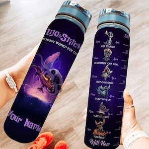 Custom Stitch 32oz Water Bottle, Lilo And Stitch Nobody Wished For This Water Tracker Bottle, Disney Bottle, Stitch Movie Gifts For Her