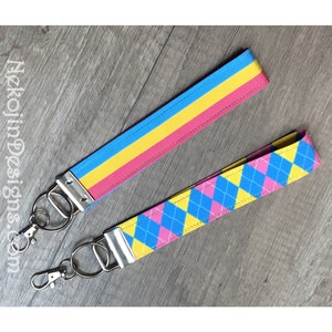 Pansexual Pride, Wristlet Keychain, Pansexual Keychain, Pan Pride, Queer Pride, Wrist Strap, Wrist Lanyard, Pansexual Accessory, LGBTQIA image 1