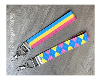 Pansexual Pride, Wristlet Keychain, Pansexual Keychain, Pan Pride, Queer Pride, Wrist Strap, Wrist Lanyard, Pansexual Accessory, LGBTQIA