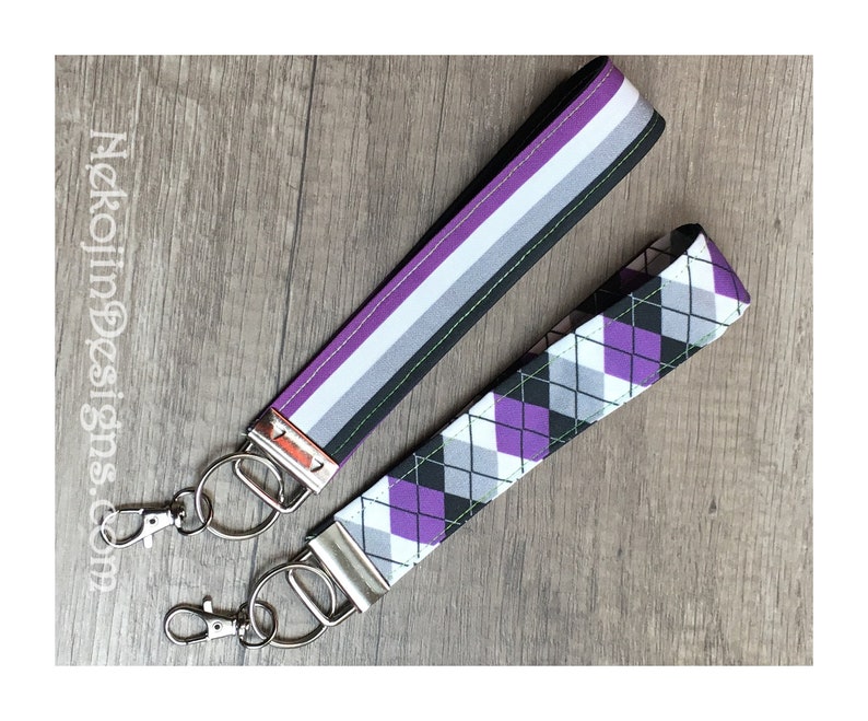 Asexual Pride, Wristlet Keychain, Asexual Keychain, Wrist Strap, Pride Keychain, Asexual Flag, LGBTQ, LGBTQIA, Wrist Lanyard, Pride Strap image 1