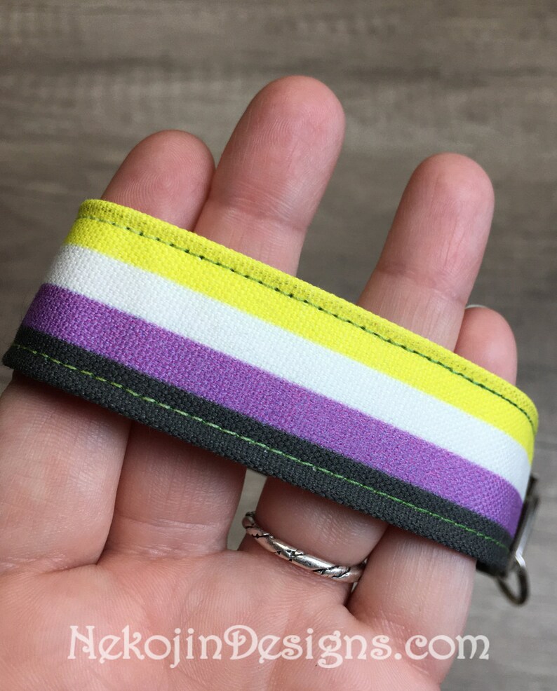 Non Binary Pride, Nonbinary Pride, Wristlet Keychain, Nonbinary Keychain, Nonbinary Flag, Queer Pride, Wrist Lanyard, Wrist Strap, LGBTQIA image 3