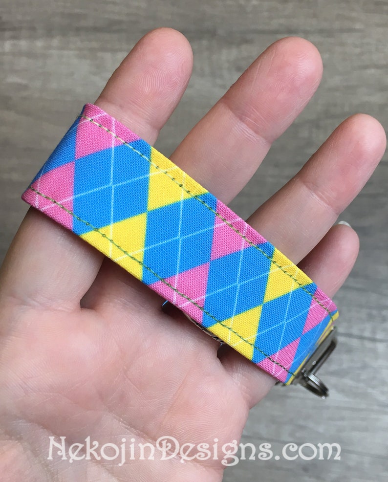 Pansexual Pride, Wristlet Keychain, Pansexual Keychain, Pan Pride, Queer Pride, Wrist Strap, Wrist Lanyard, Pansexual Accessory, LGBTQIA image 2