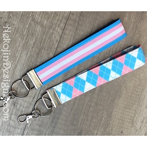 Pride Keychain, Trans Pride, Wristlet Keychain, Trans Accessory, Wrist Lanyard, Wrist Strap, LGBTQ, LGBTQIA, Trans Flag, Trans Keychain