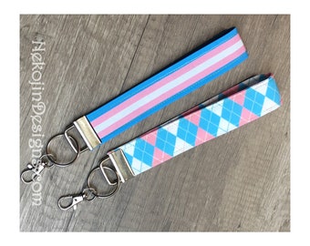 Pride Keychain, Trans Pride, Wristlet Keychain, Trans Accessory, Wrist Lanyard, Wrist Strap, LGBTQ, LGBTQIA, Trans Flag, Trans Keychain