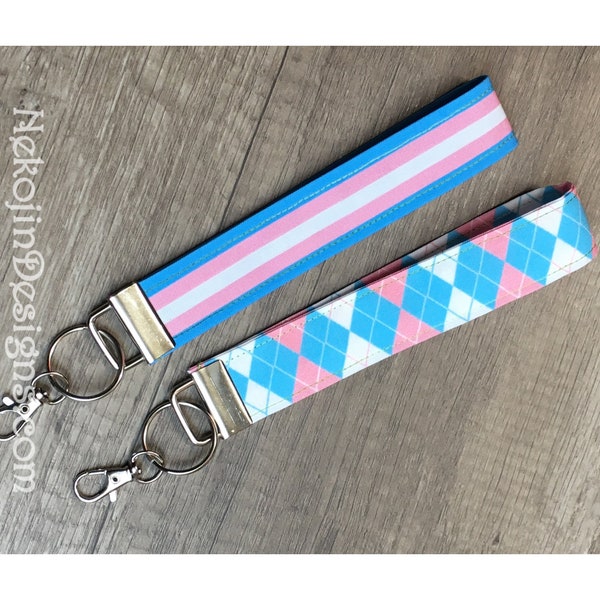 Pride Keychain, Trans Pride, Wristlet Keychain, Trans Accessory, Wrist Lanyard, Wrist Strap, LGBTQ, LGBTQIA, Trans Flag, Trans Keychain