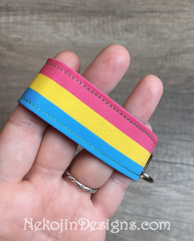 Pansexual Pride, Wristlet Keychain, Pansexual Keychain, Pan Pride, Queer Pride, Wrist Strap, Wrist Lanyard, Pansexual Accessory, LGBTQIA image 3