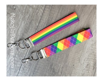 Rainbow Pride, Queer Pride, Wristlet Keychain, Gay Pride, Wrist Lanyard, LGBTQ, LGBTQIA, Rainbow Pride, Pride Wristlet, Pride Keychain