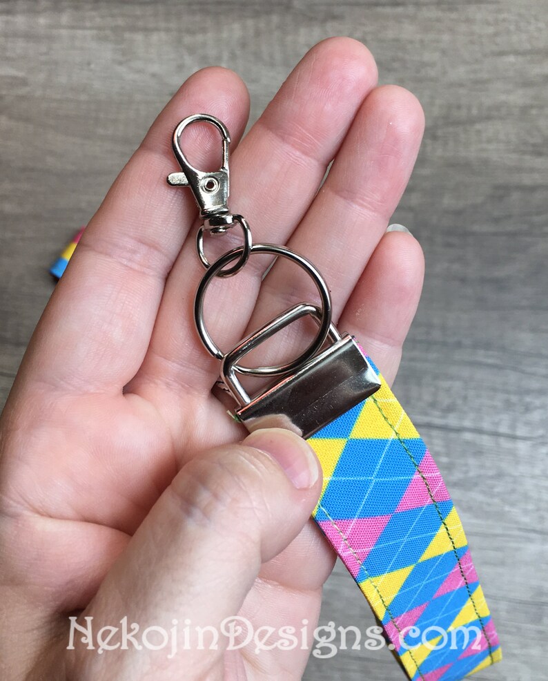 Pansexual Pride, Wristlet Keychain, Pansexual Keychain, Pan Pride, Queer Pride, Wrist Strap, Wrist Lanyard, Pansexual Accessory, LGBTQIA image 4