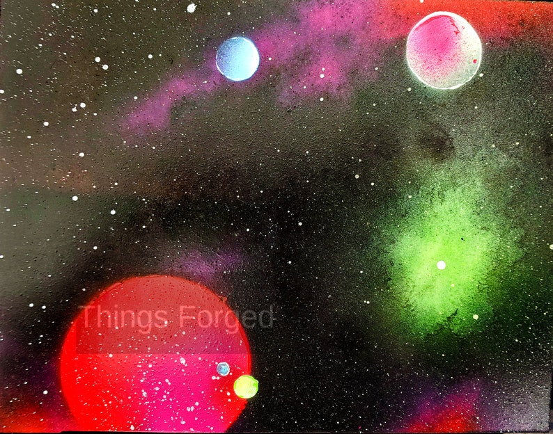 Red Giant Outer Space 11x14 Spray Paint Acrylic on Masonite Etsy
