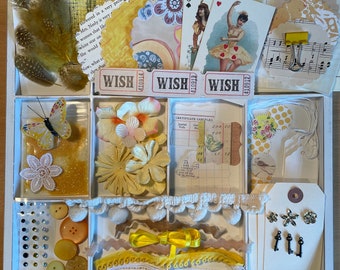 Sunshine Yellow Embellishment Bundle, curated ephemera kit for paper crafts and more