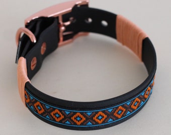 Boho Hundehalsband Schwarz, Türkis, Orange, Braun, Aprikot - Ethno-Hundehalsband