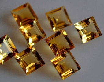 3mm Natural Citrine Square Faceted Cut, Calibrated Citrine Loose Stone Cut, Semi Precious Gemstone Cut