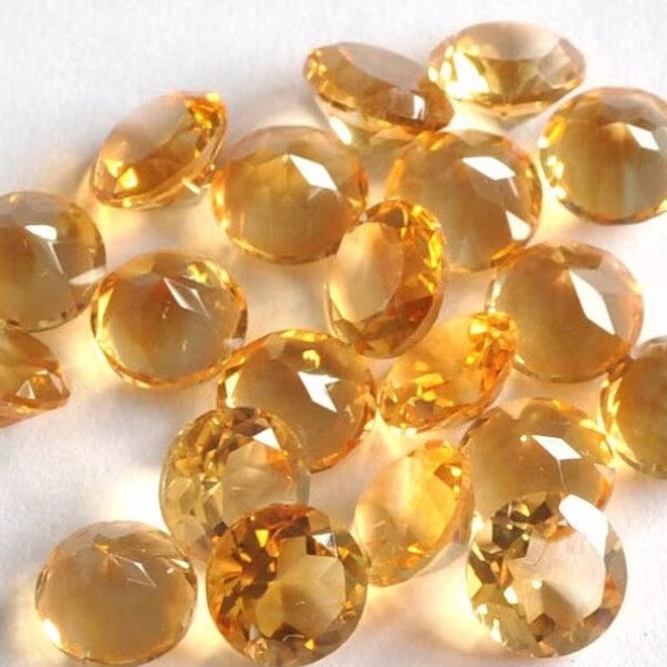 6mm Natural Citrine Round Faceted Cut, Calibrated Citrine Loose Stone Cut, Semi Precious Gemstone Cut