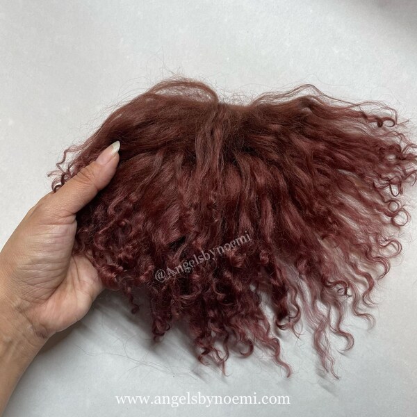 Tibetan Lamb Hair - Red Hair- RE - Pelt Piece Lambs looks - For Art Dolls OOAK