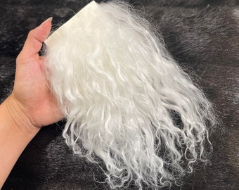 Tibetan Lamb Hair - Bright White - WH Pelt Piece Lambs looks - For Art Dolls OOAK