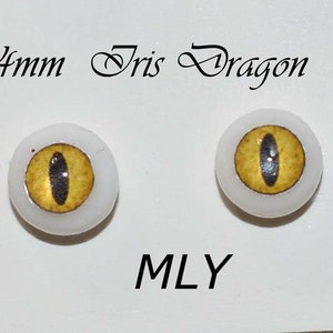 Hand Made Dragon Eyes 7mm - Yellow MYL- Fantasy - Character - Creature - Reptile OOAK
