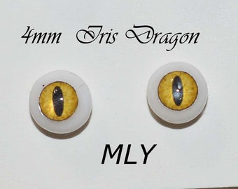 Handgemachte Drachenaugen 7 mm - Gelb MYL- Fantasy - Charakter - Kreatur - Reptil OOAK