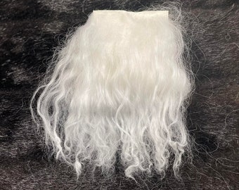 Tibetan Lamb Hair - White short length - WHS Pelt Piece Lambs looks - For Art Dolls OOAK