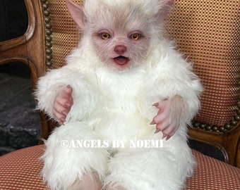 Made to Order  "Albino Fabio" Cuddle Body Silicone Werewolf baby - Preemie - Made by Artist