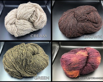 100% Natural South American Mountain Sheep wool yarn - Rustic style  - Various Colors - For wet felting - knit - croquet