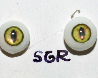 Hand Made Dragon Eyes 6mm - Green Hazel SGR - Fantasy - Character - Creature - Reptile OOAK