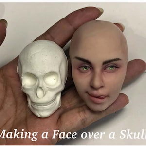 Online  Video Class &quot;Making a Female Face over a Skull&quot; OOAK Art Dolls