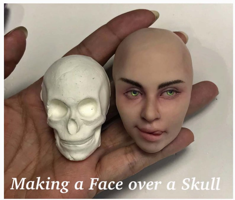 Online Video Class Making a Female Face over a Skull OOAK Art Dolls image 1