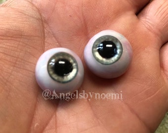 Round Light Gray large Pupil -18GRY- Hand Made Resin Eyes 18mm - Lifelike Acrylic eyes - Realistic For Reborn or Silicone Baby Dolls FX BJD