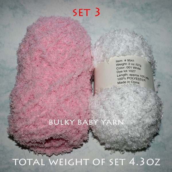 Pink White Yarns Set - Sale of Yarns  - Mohair - Wool - Acrylic- Amigurumi animals - Crochet