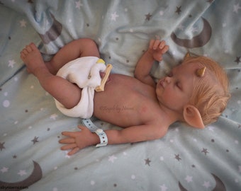 DEPOSIT Payment - Silicone Fantasy Baby Doll - Faun Baby Boy Preemie - 16 Inches - Custom Order - Made by Artist