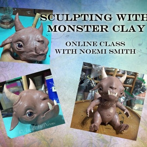 Online  Video Class " Sculpting with Monster Clay " for Sculptors and Art Dolls Artists Angels by Noemi