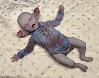 Sleeping Vlad Silicone Baby Doll - Baby Boy Vampire Preemie - 17 Inches - Made to Order - Silicone Art - Made by Artist